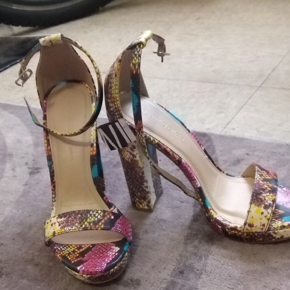 Wild Diva Vibrant Snake Print Heels